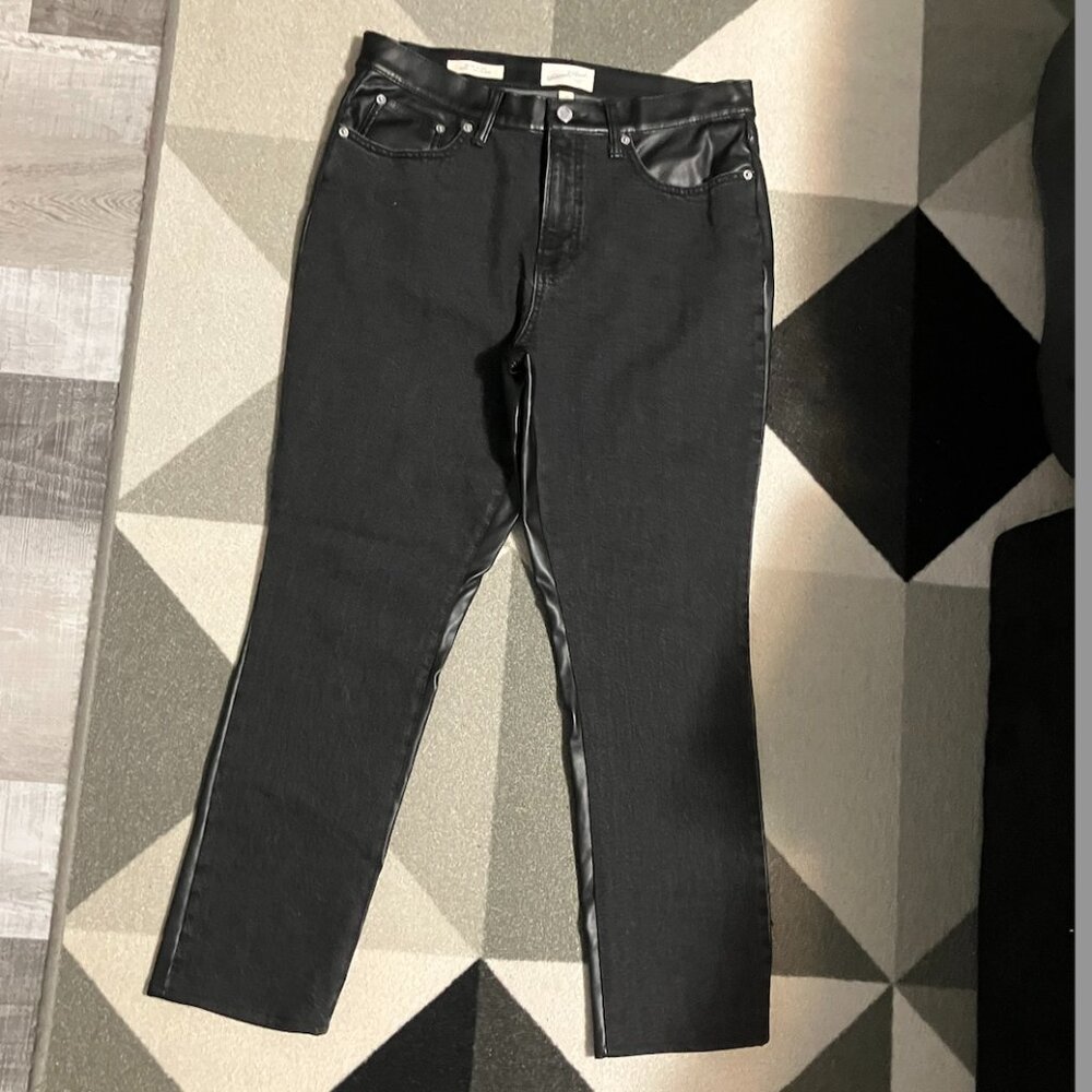 NWOT Universal Thread‎ Mid Rise 80s Slim Black Denim/Faux Leather Pants Size 12